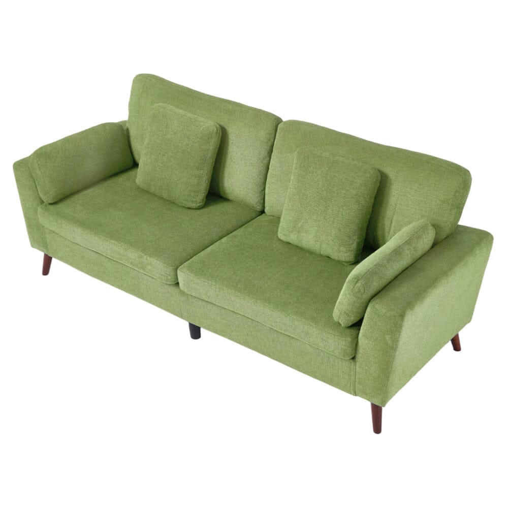 Two-Seater Sofa with Chenille Upholstery and Painted Wooden Legs Living and Home 