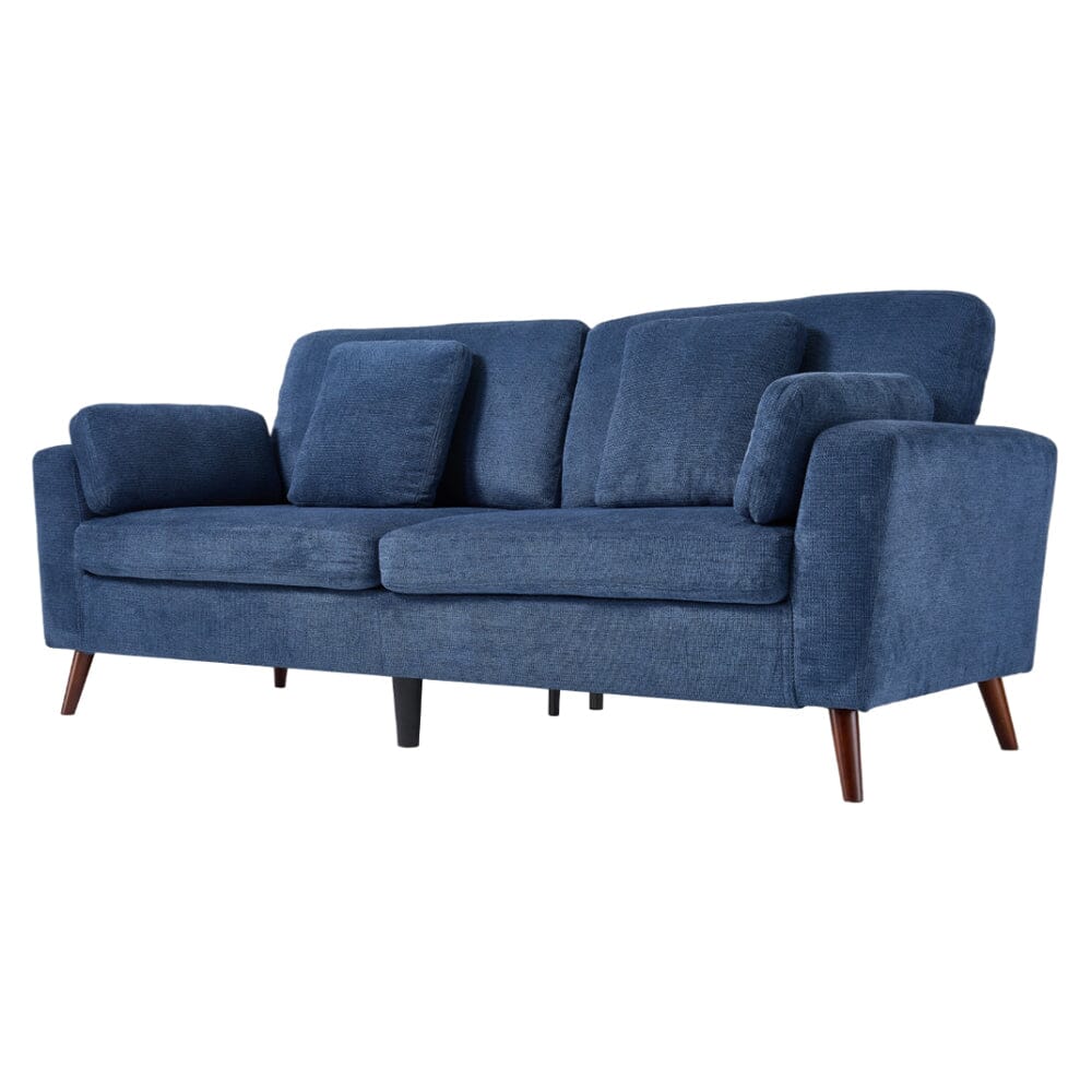 Two-Seater Sofa with Chenille Upholstery and Painted Wooden Legs Living and Home Blue 