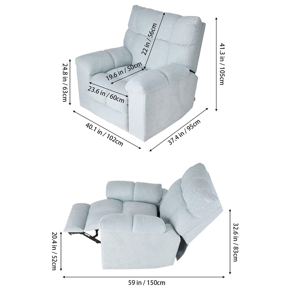 Electric Recliner Chair with Rocking & Swivel Functions and UK Plug Living and Home 