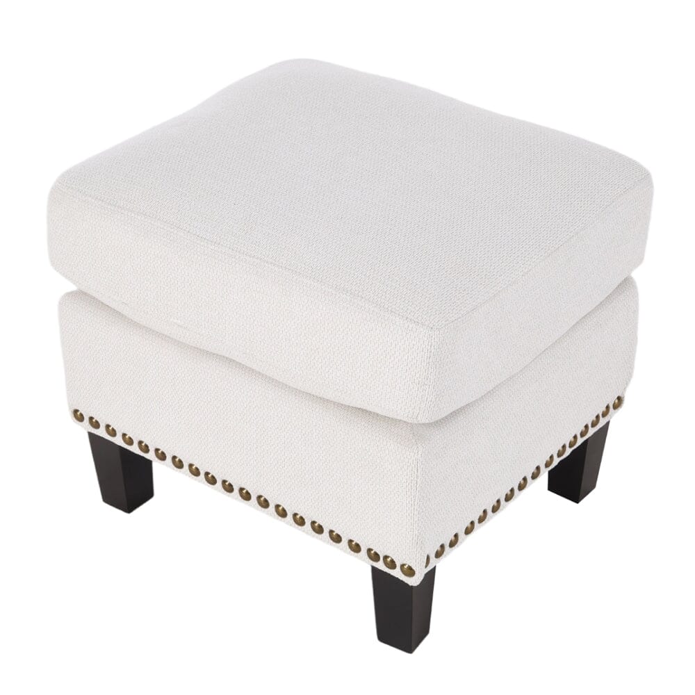 Chenille Push-Back Recliner Chair with Ottoman and Brass Nail Trim Living and Home 