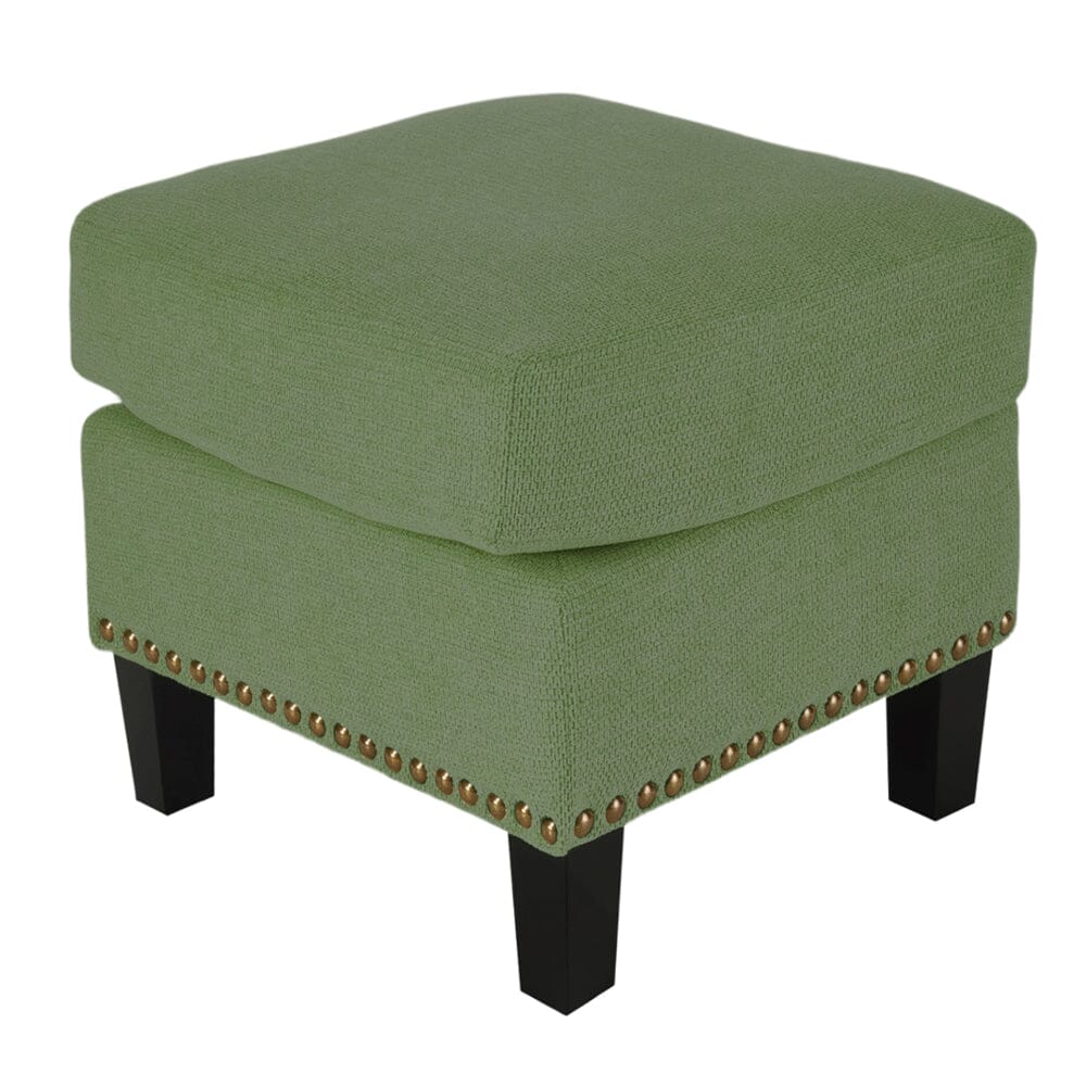 Chenille Push-Back Recliner Chair with Ottoman and Brass Nail Trim Living and Home 