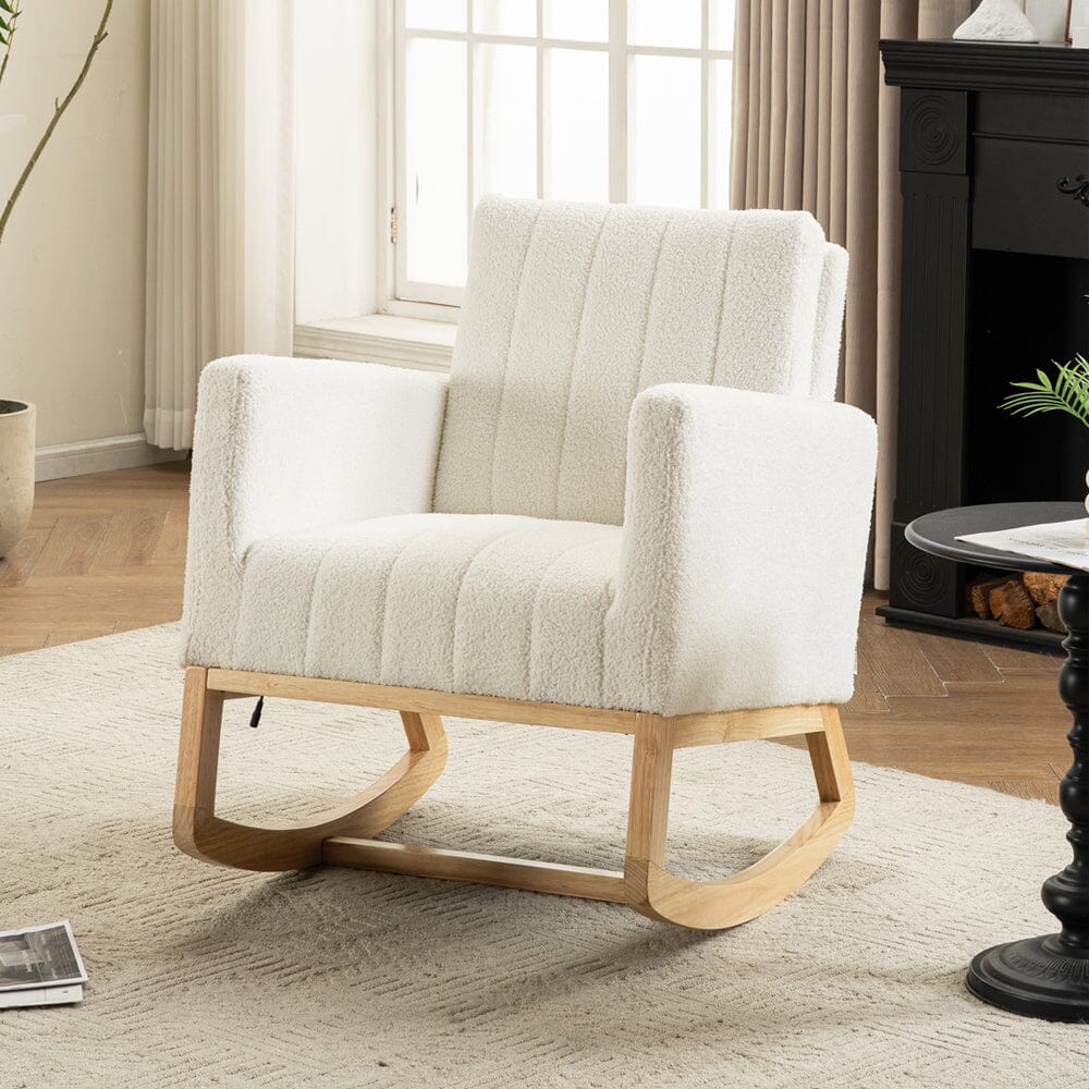 Modern Teddy Fabric Rocking Chair with USB Charging Port Living and Home 
