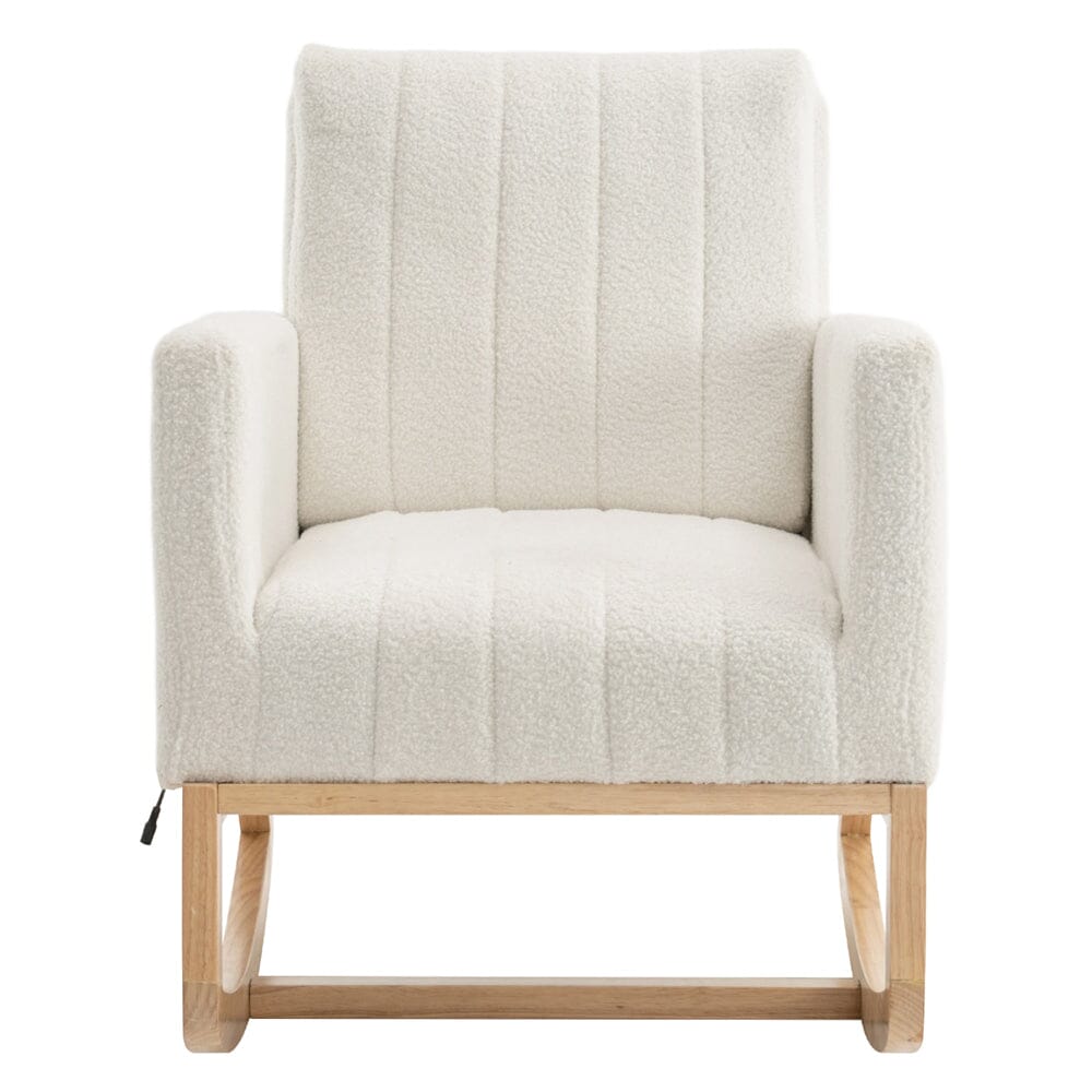 Modern Teddy Fabric Rocking Chair with USB Charging Port Living and Home 