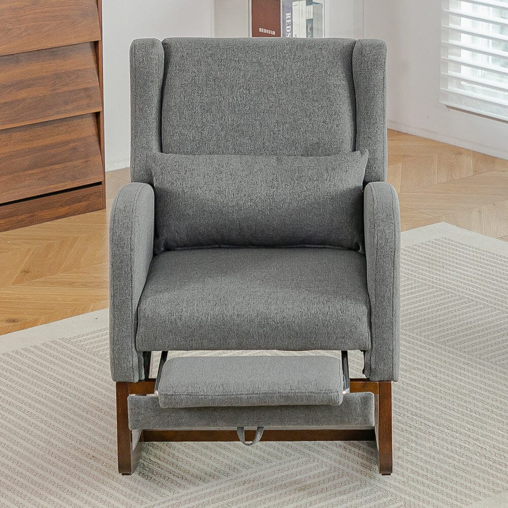 Modern Linen Rocking Chair with Footrest & Pillow Living and Home 