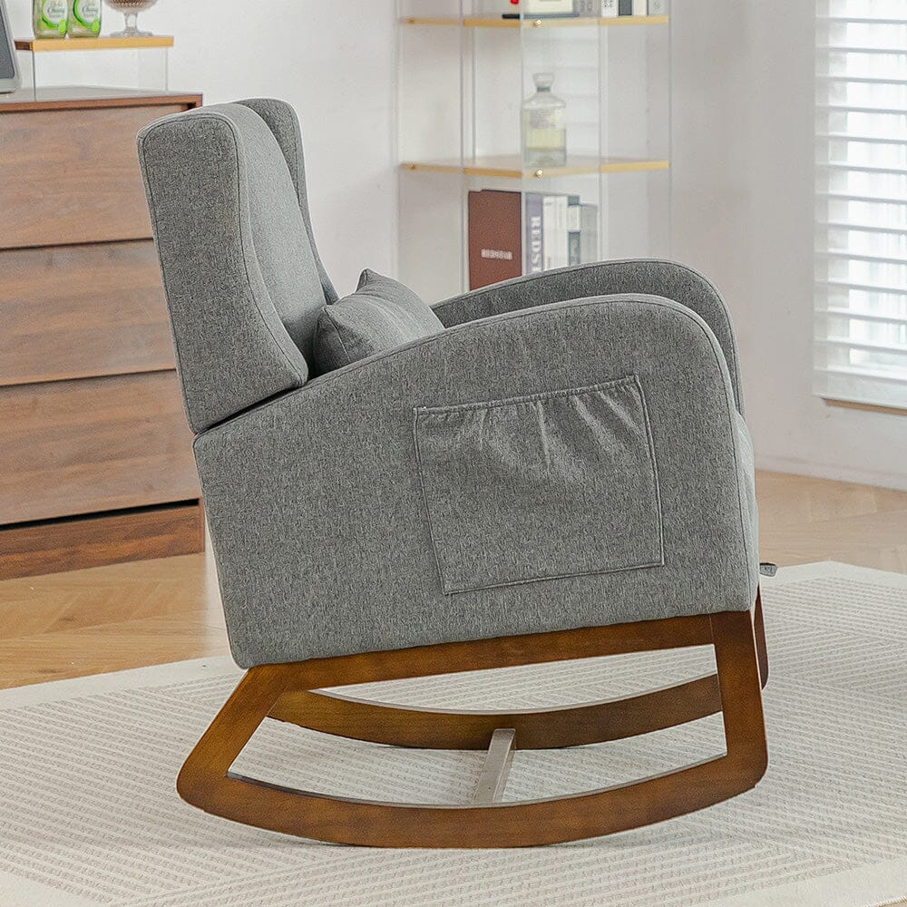 Modern Linen Rocking Chair with Footrest & Pillow Living and Home 