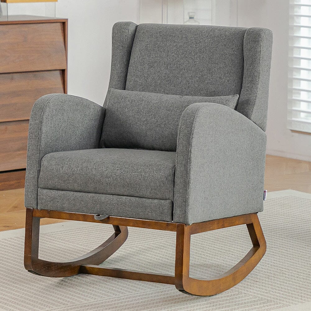 Modern Linen Rocking Chair with Footrest & Pillow Living and Home 