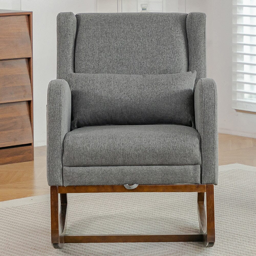 Modern Linen Rocking Chair with Footrest & Pillow Living and Home 