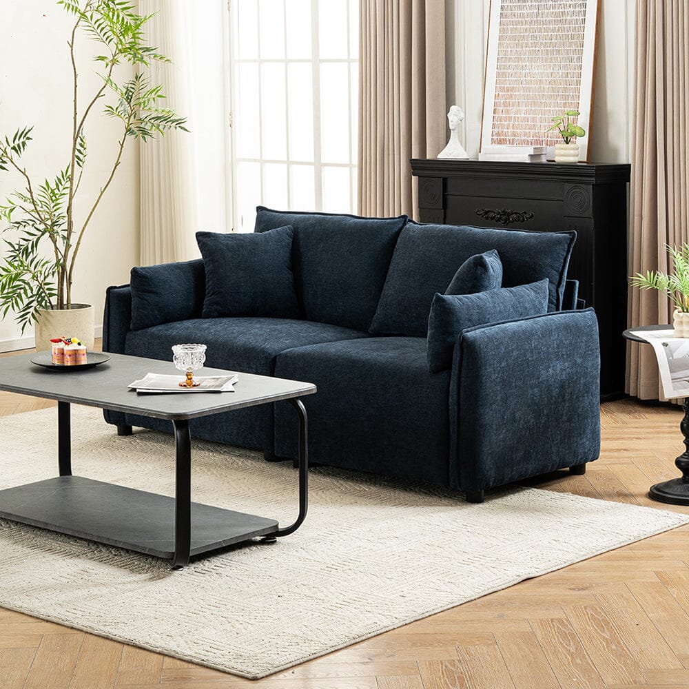 Chenille Wrapped Sofa with Pillows and Sturdy Metal Frame Living and Home 