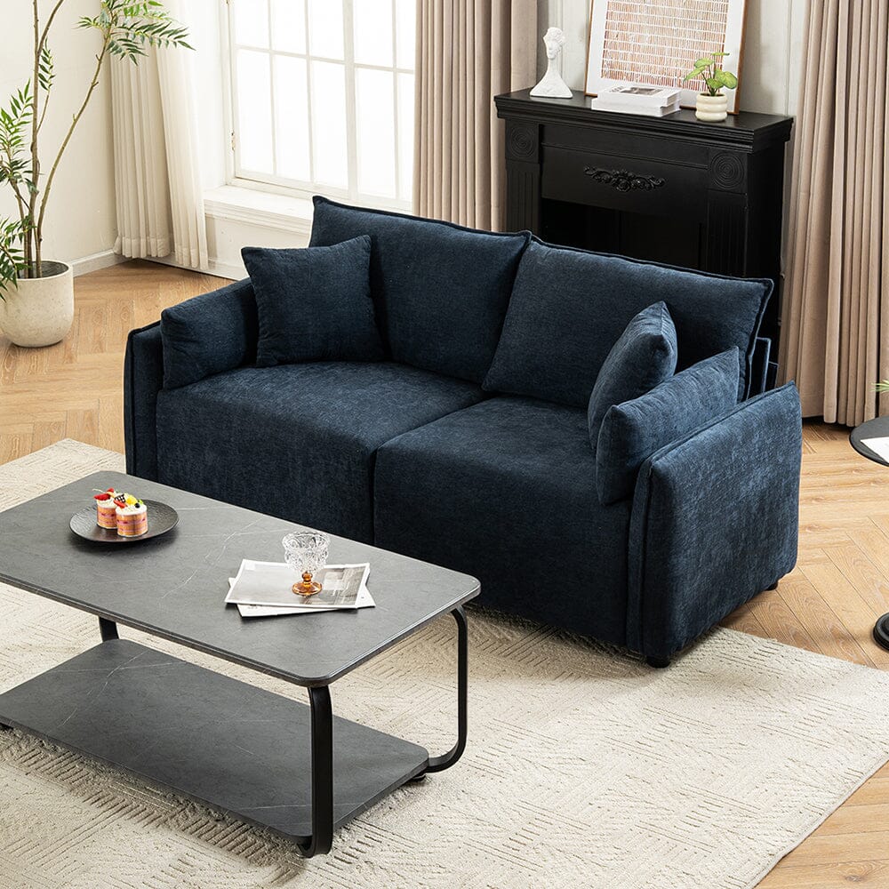 Chenille Wrapped Sofa with Pillows and Sturdy Metal Frame Living and Home 