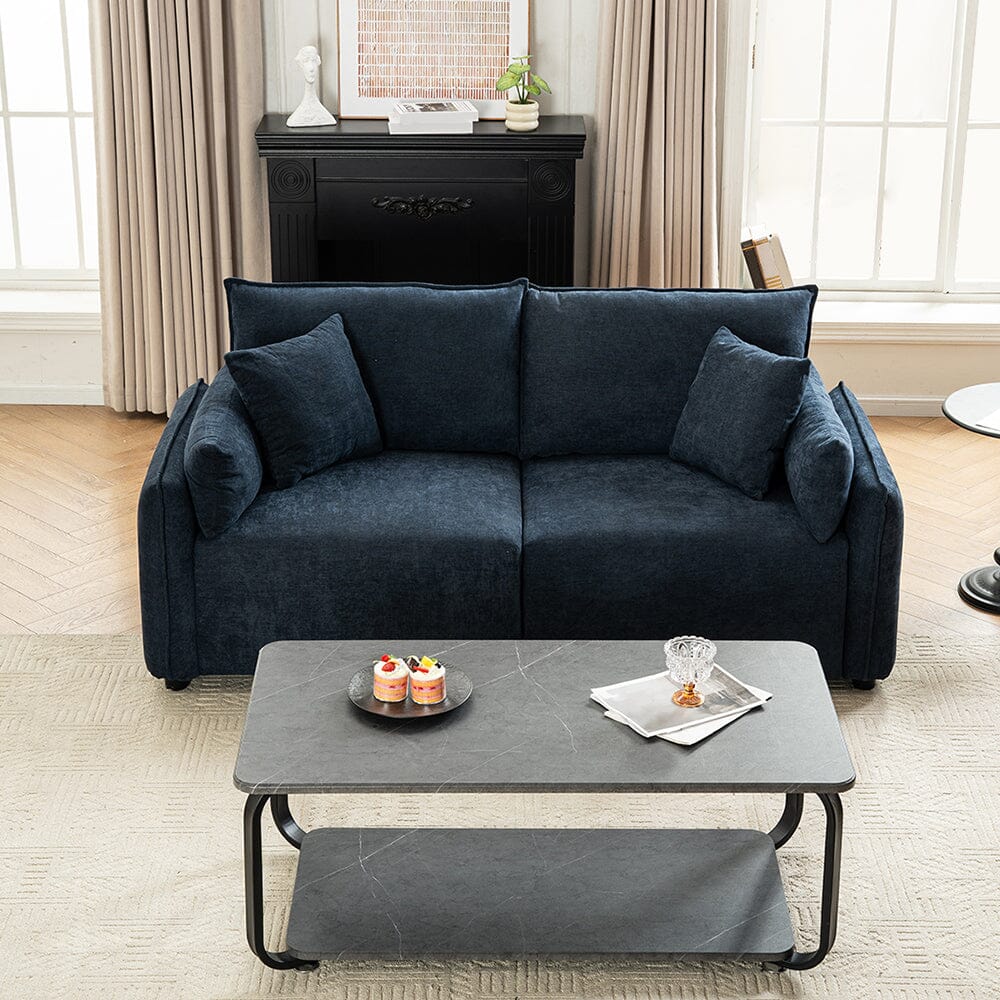 Chenille Wrapped Sofa with Pillows and Sturdy Metal Frame Living and Home 