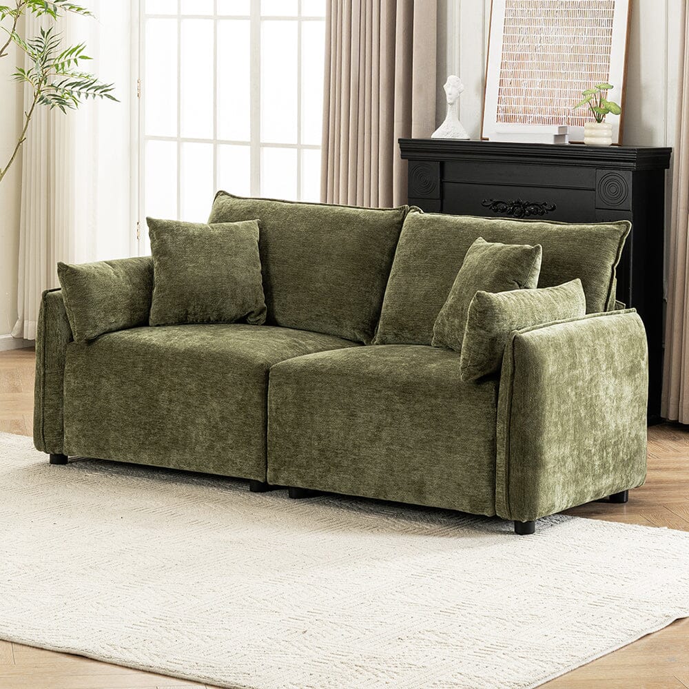 Chenille Wrapped Sofa with Pillows and Sturdy Metal Frame Living and Home 