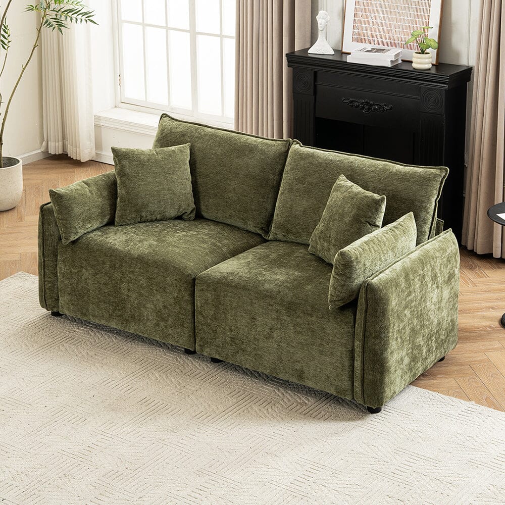 Chenille Wrapped Sofa with Pillows and Sturdy Metal Frame Living and Home 