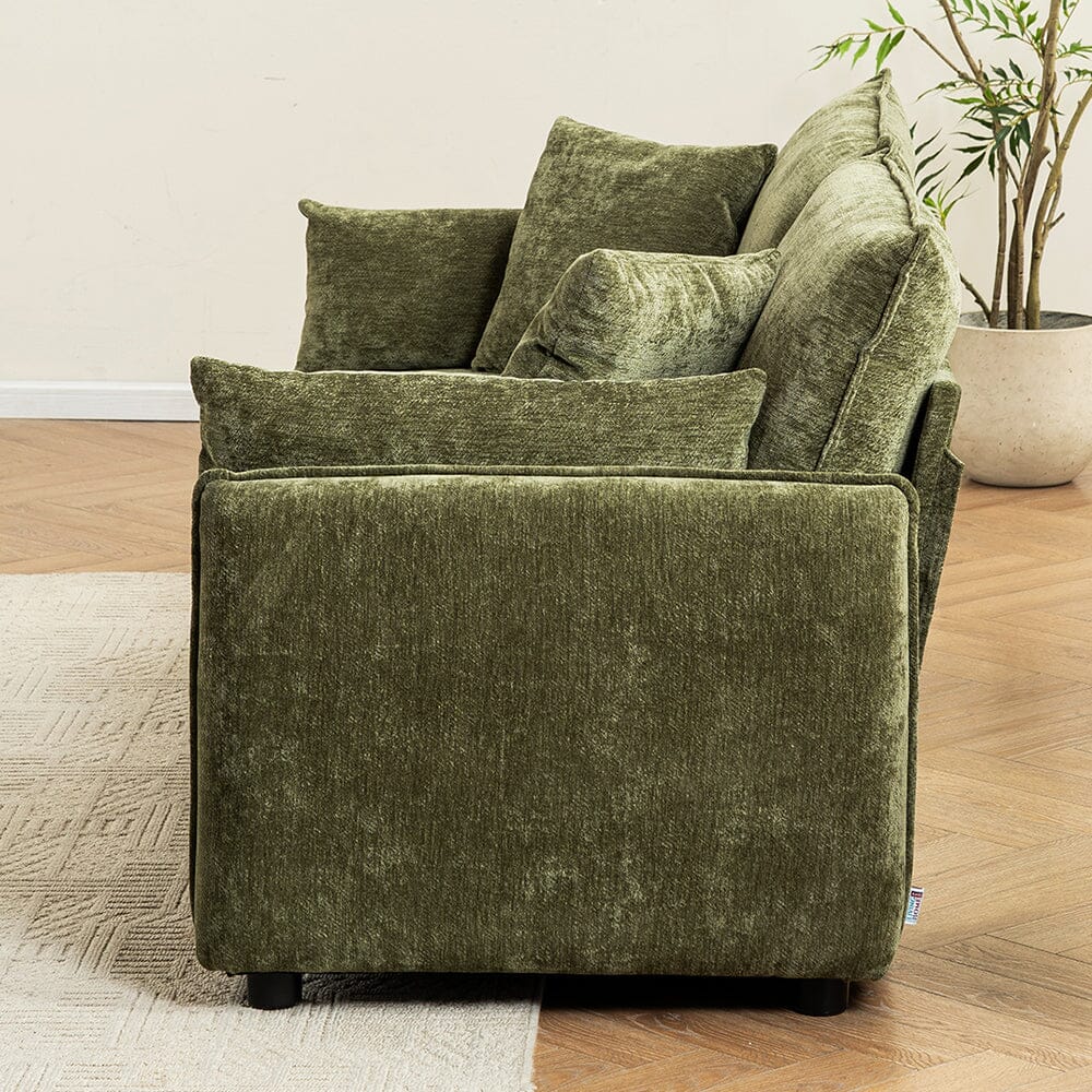 Chenille Wrapped Sofa with Pillows and Sturdy Metal Frame Living and Home 