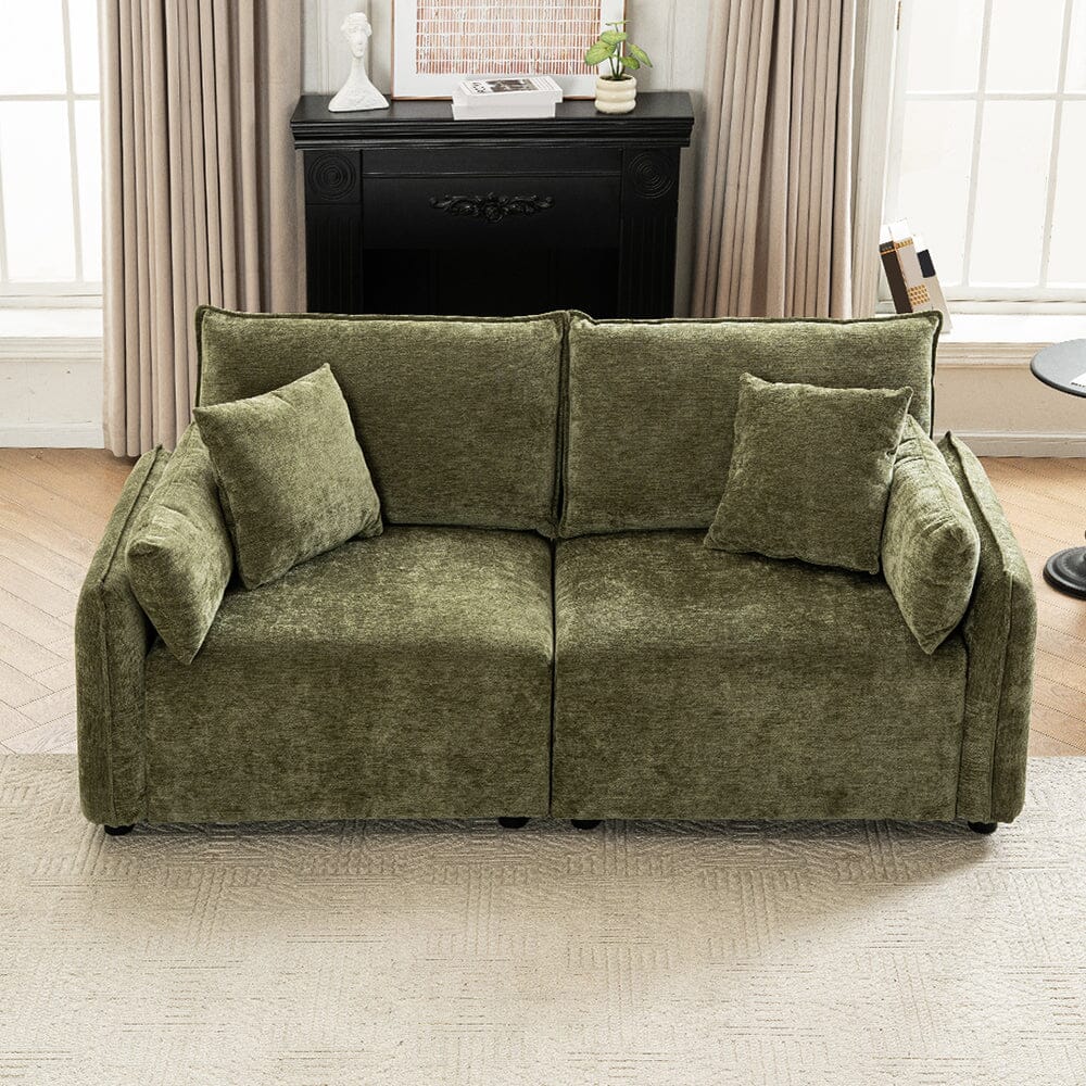 Chenille Wrapped Sofa with Pillows and Sturdy Metal Frame Living and Home 