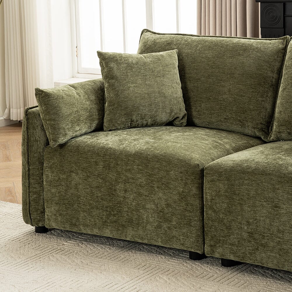 Chenille Wrapped Sofa with Pillows and Sturdy Metal Frame Living and Home 