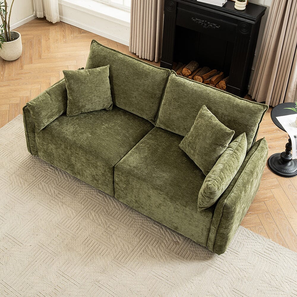 Chenille Wrapped Sofa with Pillows and Sturdy Metal Frame Living and Home 