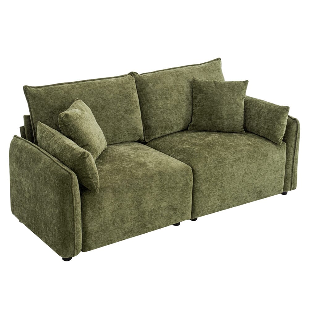 Chenille Wrapped Sofa with Pillows and Sturdy Metal Frame Living and Home 