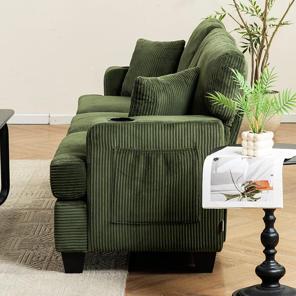 Corduroy Modular Sofa with Cup Holders and Plush Cushions Living and Home 