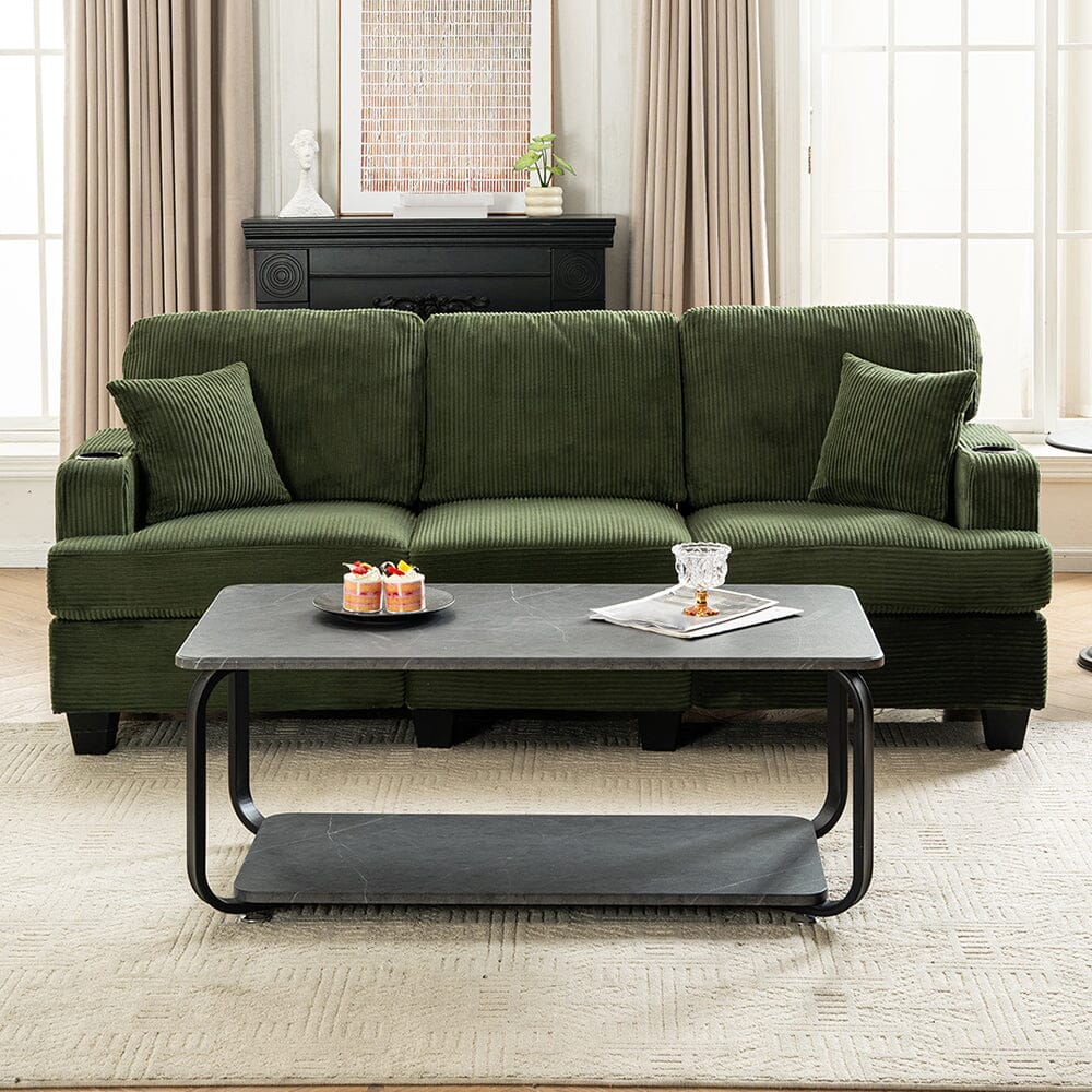 Corduroy Modular Sofa with Cup Holders and Plush Cushions Living and Home 