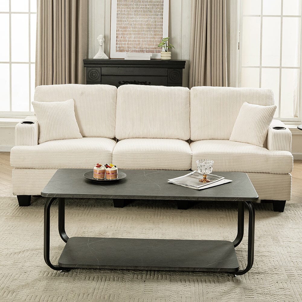 Corduroy Modular Sofa with Cup Holders and Plush Cushions Living and Home 