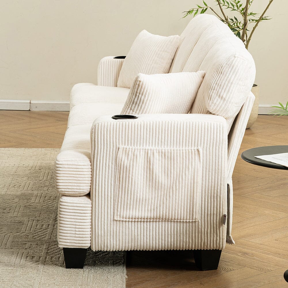 Corduroy Modular Sofa with Cup Holders and Plush Cushions Living and Home 