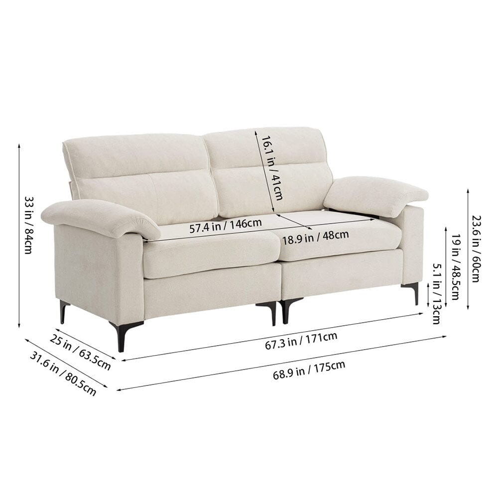 Chenille Sofa with Gold Plated Feet and Sturdy Metal Legs Living and Home 