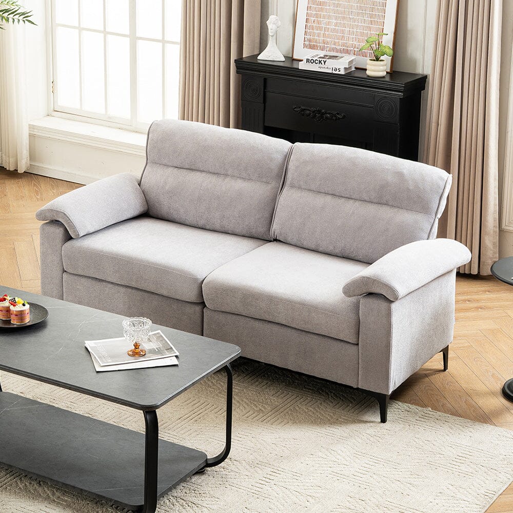 Chenille Sofa with Gold Plated Feet and Sturdy Metal Legs Living and Home Grey 