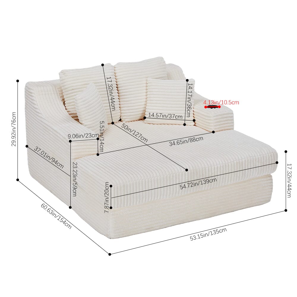 Convertible Sofa Bed with Corduroy Upholstery Cup Holder and Cushions Living and Home 