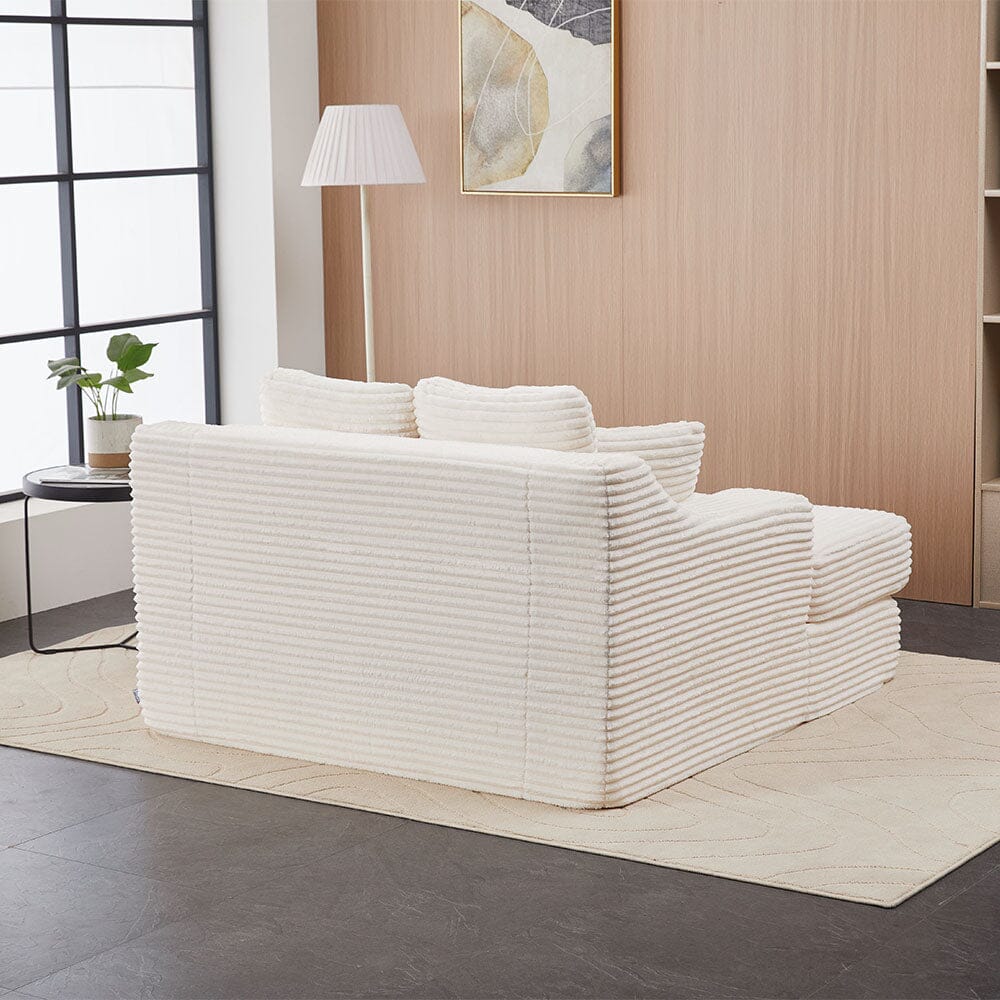 Convertible Sofa Bed with Corduroy Upholstery Cup Holder and Cushions Living and Home 
