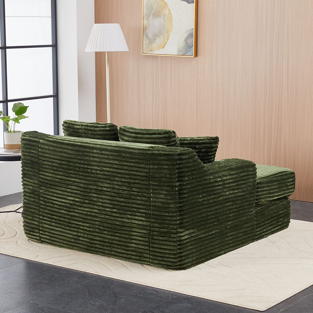 Convertible Sofa Bed with Corduroy Upholstery Cup Holder and Cushions Living and Home 