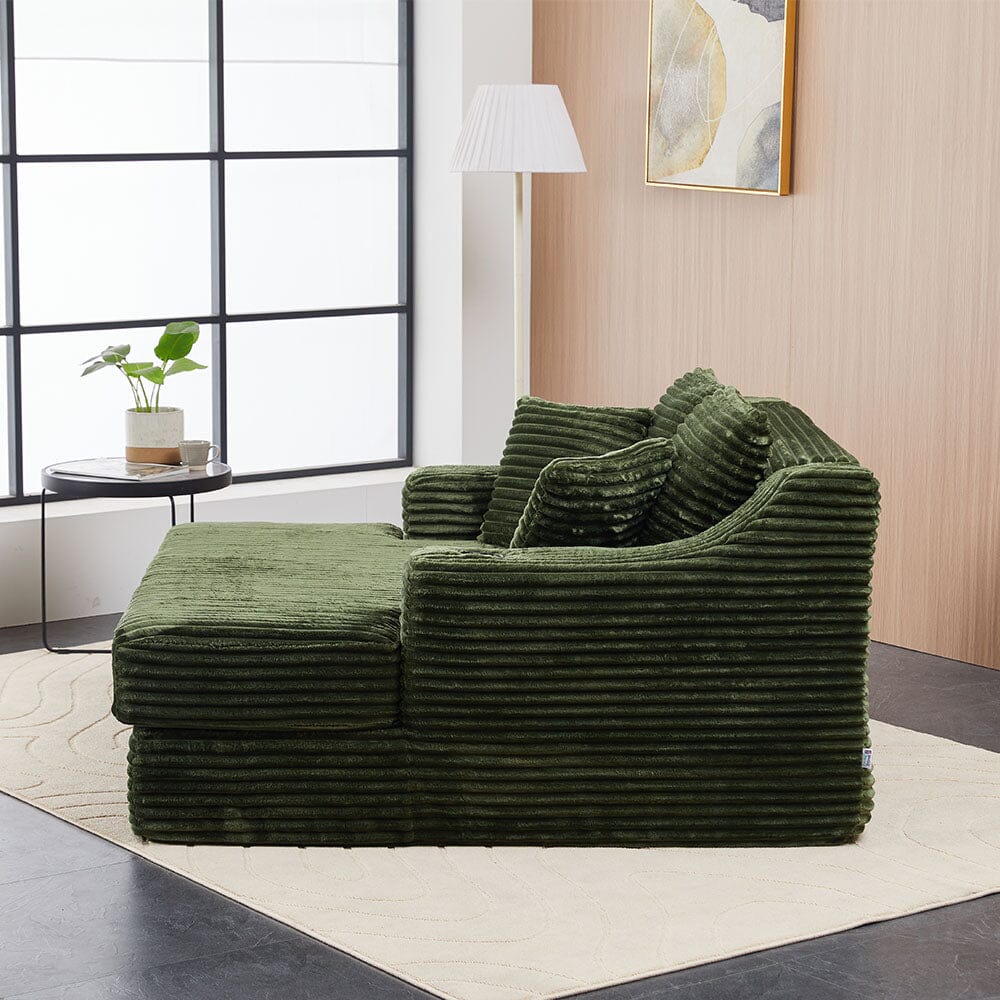 Convertible Sofa Bed with Corduroy Upholstery Cup Holder and Cushions Living and Home 