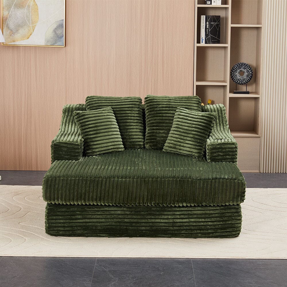 Convertible Sofa Bed with Corduroy Upholstery Cup Holder and Cushions Living and Home 