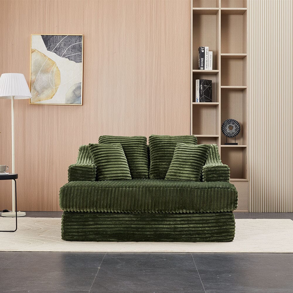 Convertible Sofa Bed with Corduroy Upholstery Cup Holder and Cushions Living and Home 