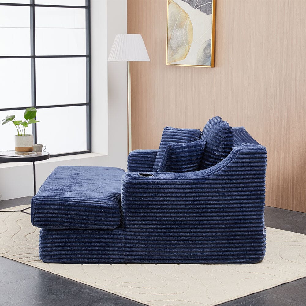Convertible Sofa Bed with Corduroy Upholstery Cup Holder and Cushions Living and Home 