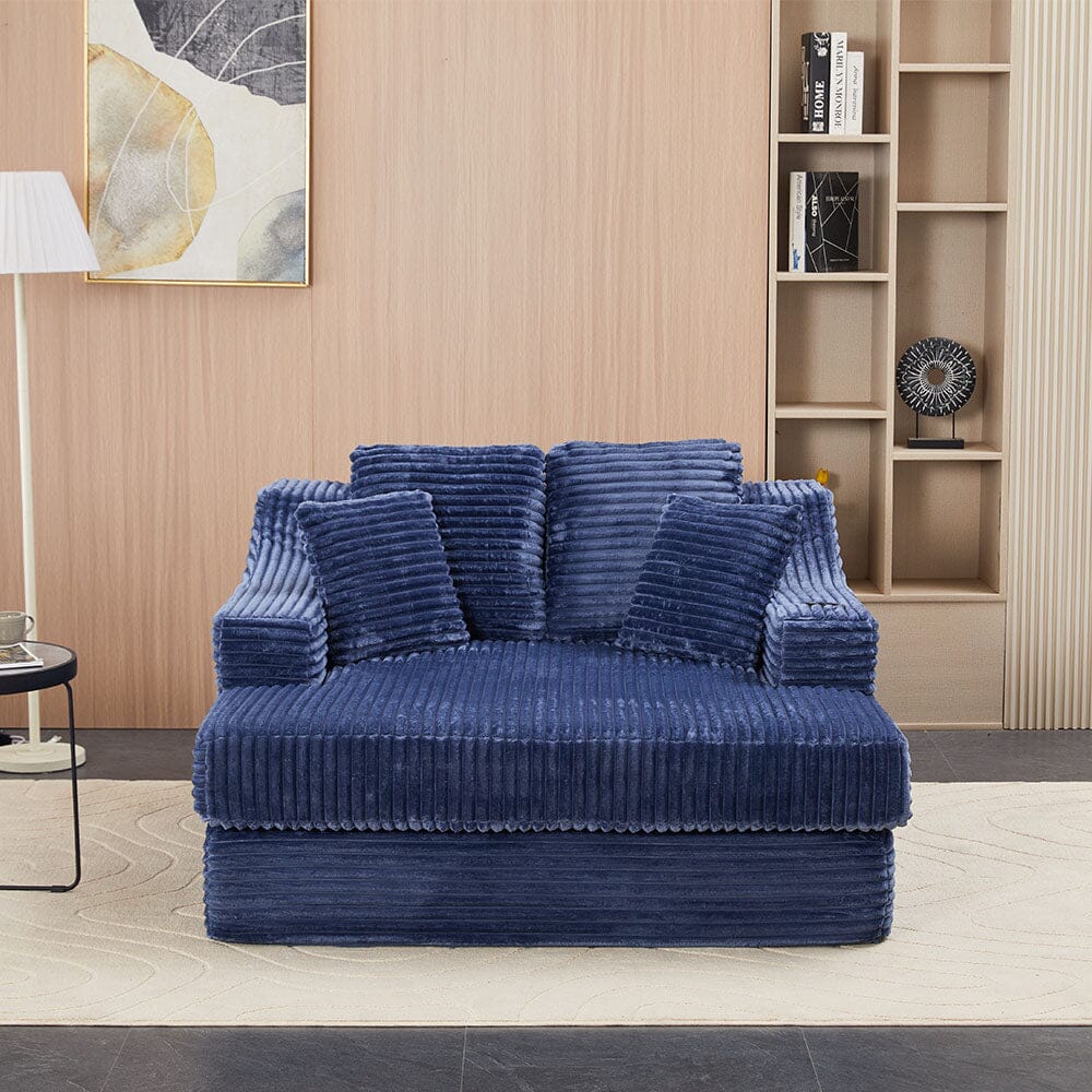 Convertible Sofa Bed with Corduroy Upholstery Cup Holder and Cushions Living and Home 