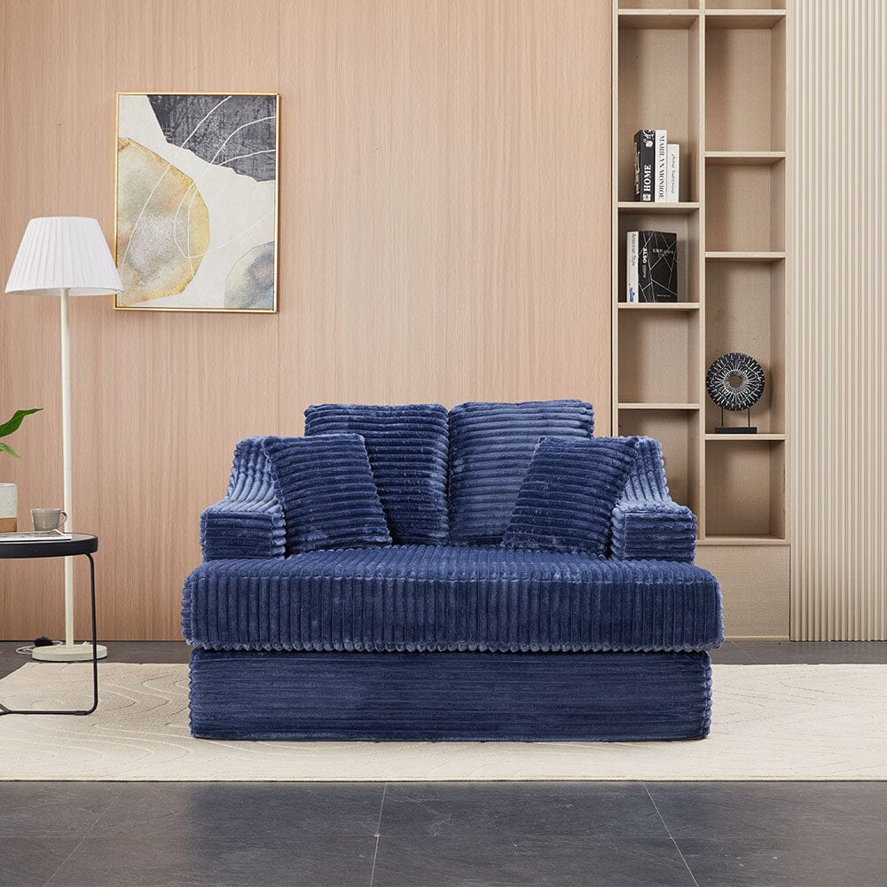 Convertible Sofa Bed with Corduroy Upholstery Cup Holder and Cushions Living and Home 