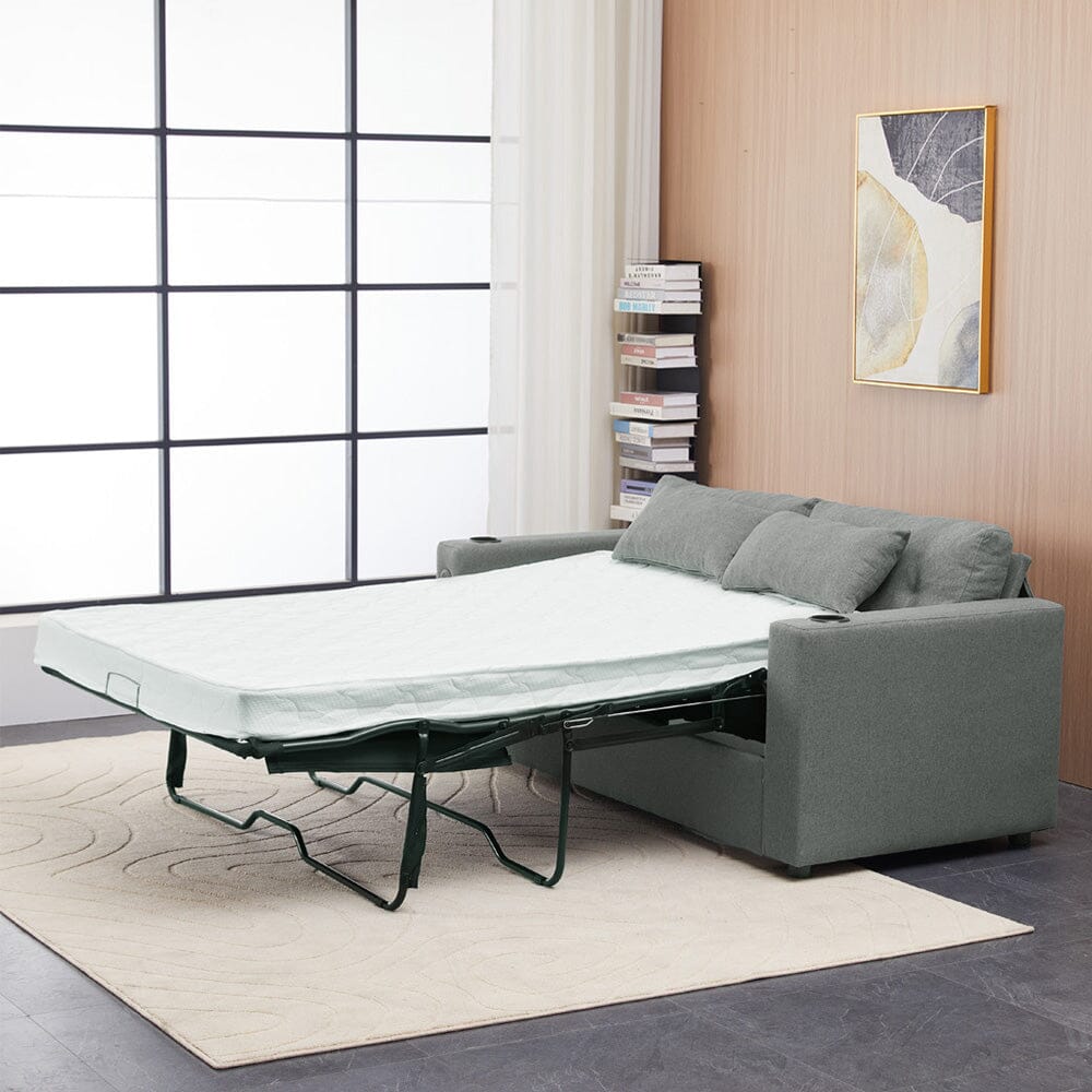 Convertible Sofa Bed with Cup Holders USB Port and Tufted Details Living and Home 
