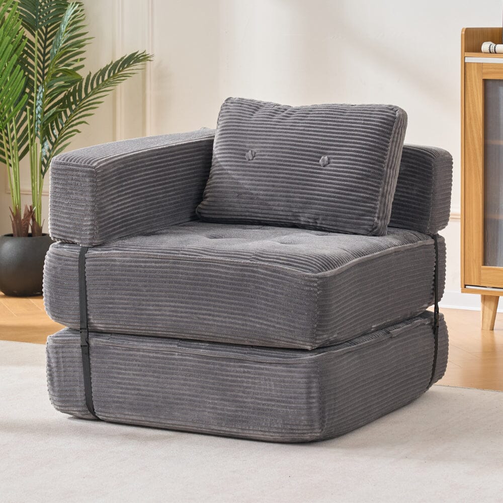 Corduroy Accent Chair with Tufted Design and Adjustable Buckle Living and Home 