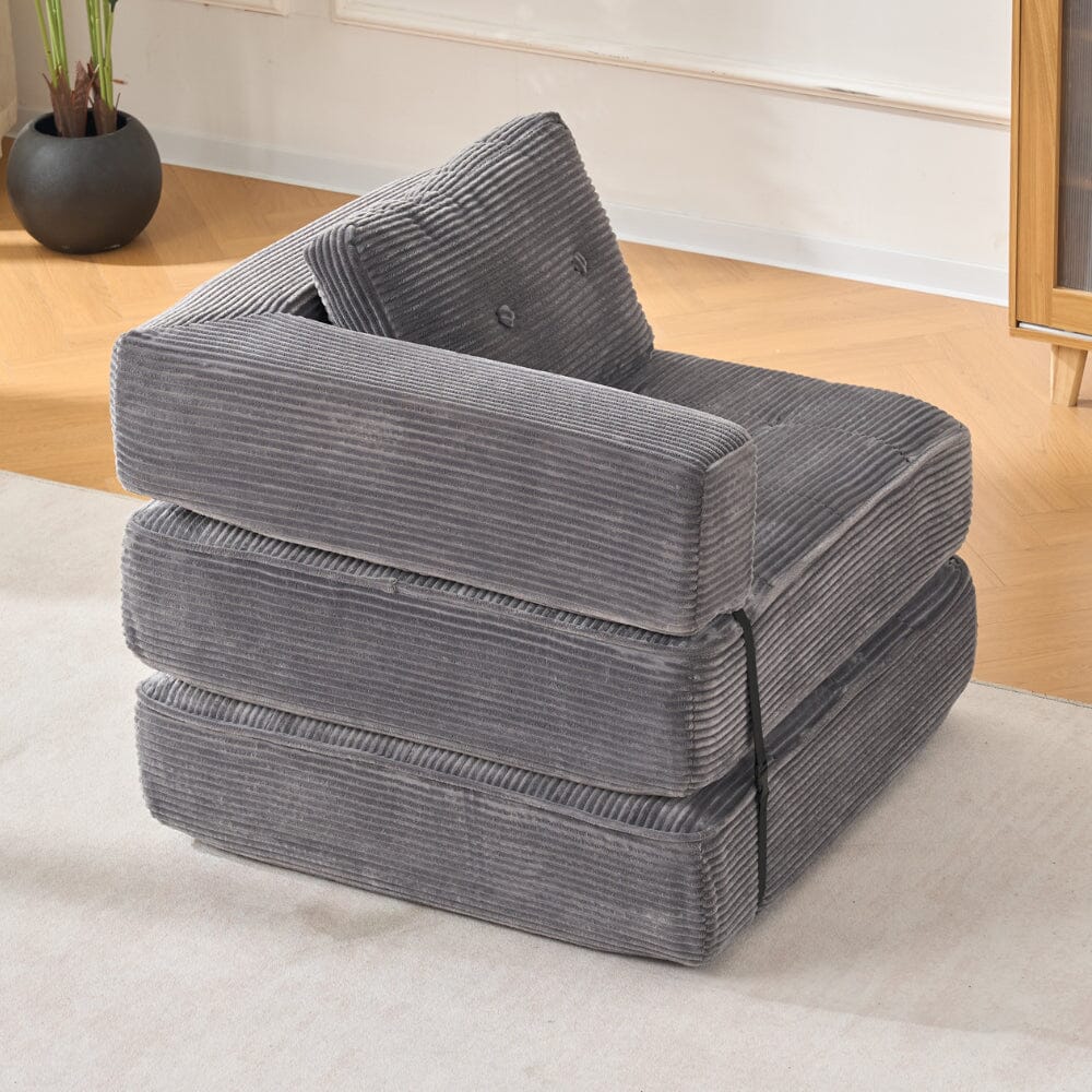 Corduroy Accent Chair with Tufted Design and Adjustable Buckle Living and Home 