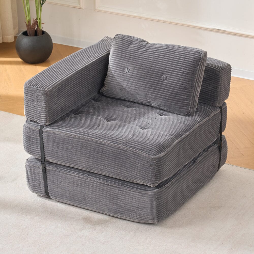 Corduroy Accent Chair with Tufted Design and Adjustable Buckle Living and Home Grey 