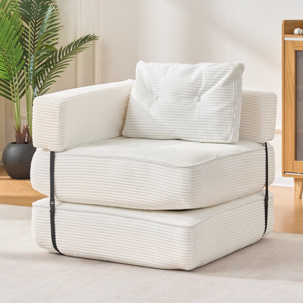 Corduroy Accent Chair with Tufted Design and Adjustable Buckle Living and Home 