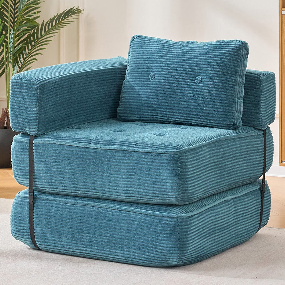 Corduroy Accent Chair with Tufted Design and Adjustable Buckle Living and Home 