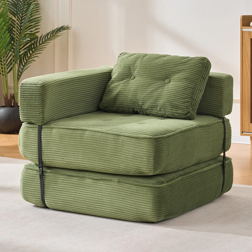 Corduroy Accent Chair with Tufted Design and Adjustable Buckle Living and Home 
