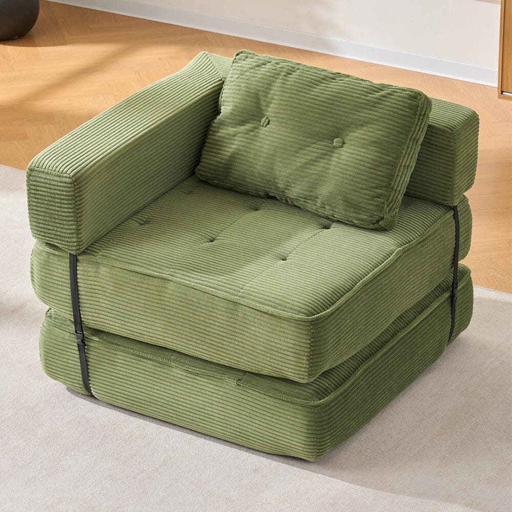 Corduroy Accent Chair with Tufted Design and Adjustable Buckle Living and Home Green 