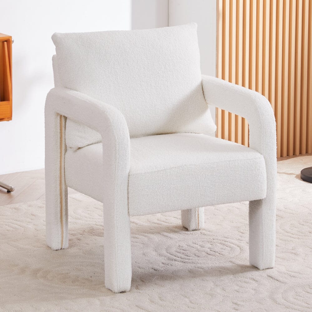 Boucle & Chenille Accent Chair Collection Living and Home 03 Series White 