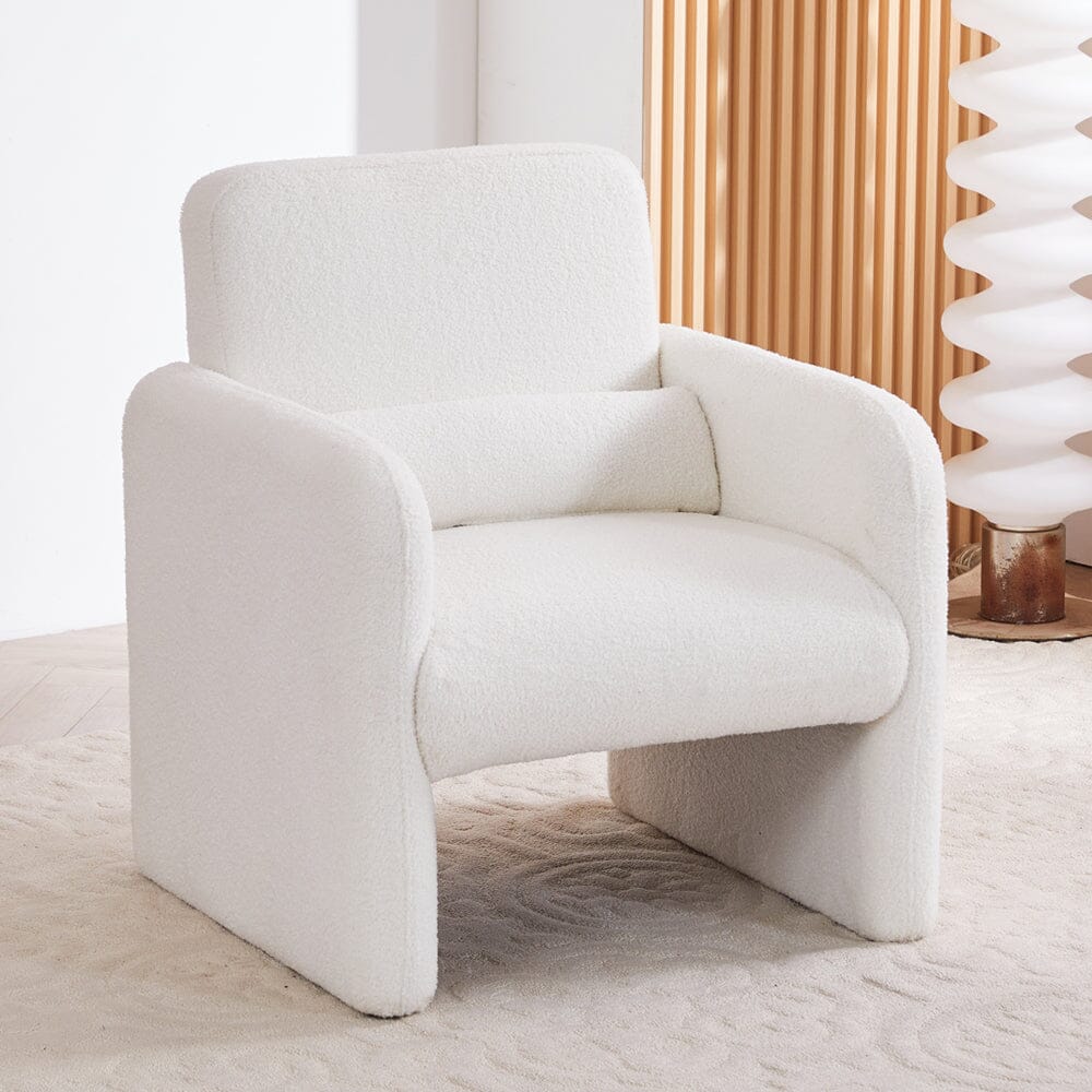 Boucle & Chenille Accent Chair Collection Living and Home 04 Series White 
