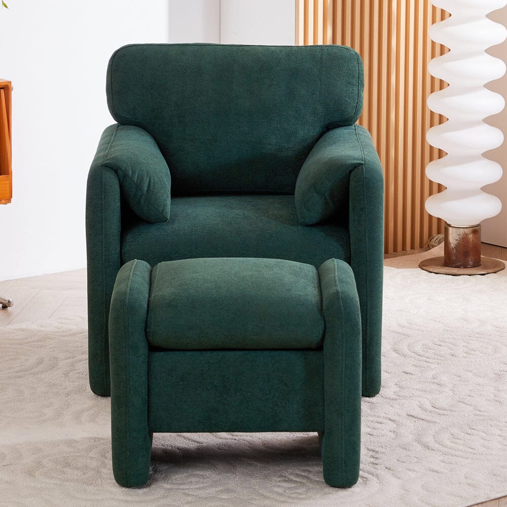 Chenille Single Sofa with Ottoman Adjustable Foot Nails Compact UK Design Living and Home 