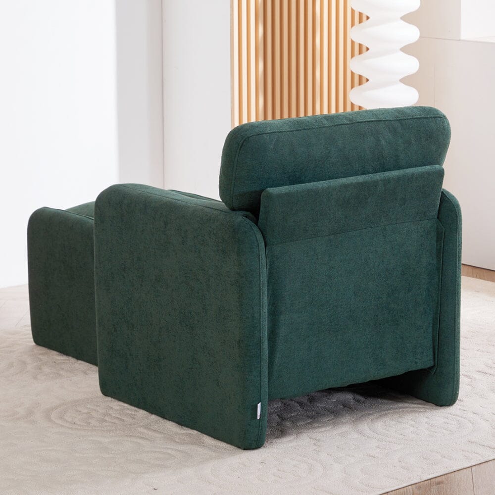 Chenille Single Sofa with Ottoman Adjustable Foot Nails Compact UK Design Living and Home 