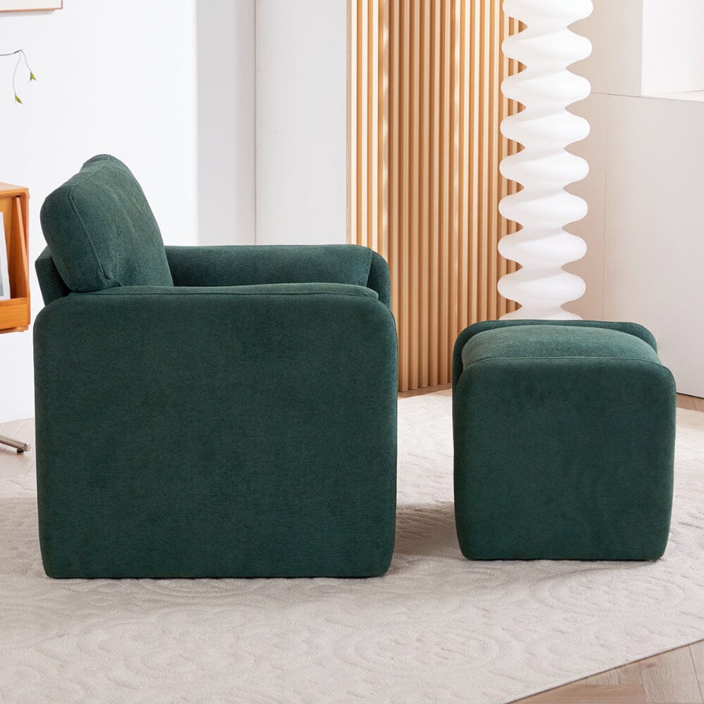 Chenille Single Sofa with Ottoman Adjustable Foot Nails Compact UK Design Living and Home 