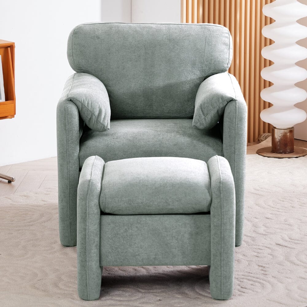 Chenille Single Sofa with Ottoman Adjustable Foot Nails Compact UK Design Living and Home 